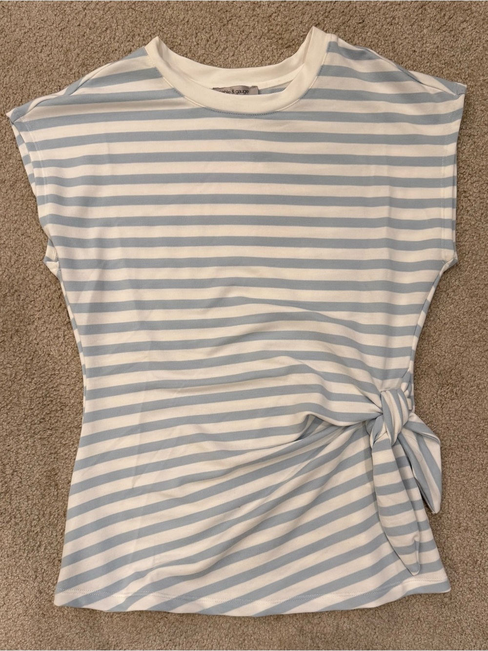 Cable & Gauge Light Blue & White Striped Side-Tie Tee